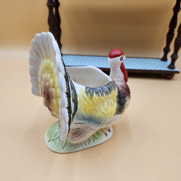 Vintage Thanksgiving Relpo Turkey Planter Candy Dish Figurine Japan - Picture 12 of 13